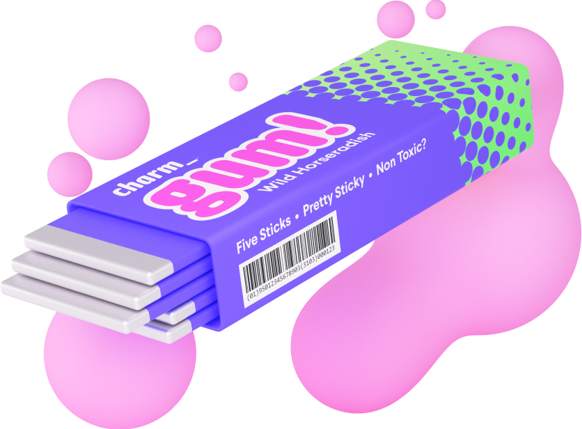 A Charm-branded pack of gum